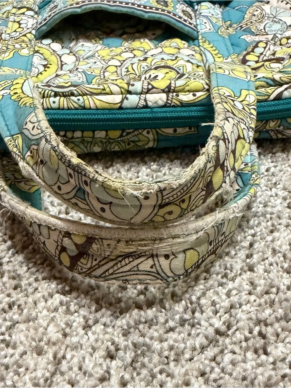 Vera Bradley Turquoise Floral Paisley Quilted Laptop Tote